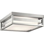 Kichler - Kichler Ryler Outdoor LED Flush/Semi-Flush Mount 59037BALED, Brushed Aluminum - Modern and classic all in one, Ryler delivers architectural sophistication for contemporary or mid-century era homes. The white decorative glass contrasts beautifully against the metal finish – whether off or on.