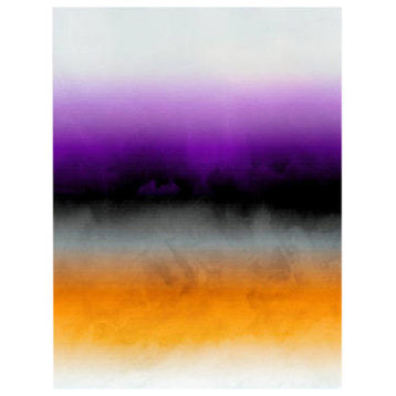 Purple Orange Black Gray Watercolor Abstract Canvas Art Print , 36"