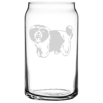 Kyi Leo Dog Themed Etched All Purpose 16oz. Libbey Can Glass