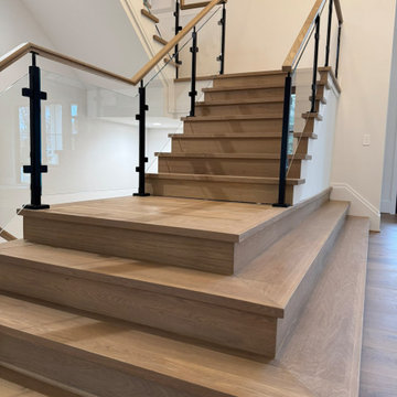 Project #132 | White Oak Staircase with Glass Balustrade