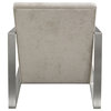 La Brea Accent Chair in Champagne Fabric with Brushed Stainless Steel Frame