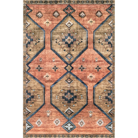 Nuloom Judy Traditional Persian Machine Washable Area Rug, Rust 8'x10'