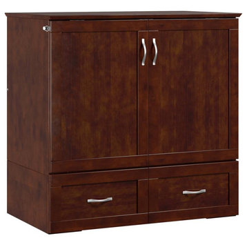 Bowery Hill Wood Twin Extra Long Murphy Bed Chest in Walnut