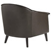 Traditional Accent Chair, Faux Leather Upholstery With Attached Back, Dark Brown