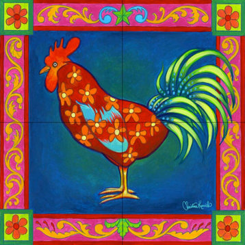 Tile Mural Kitchen Backsplash Mosaic Rooster by Christine Kerrick