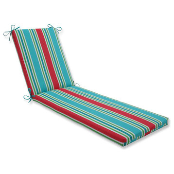 Outdoor/Indoor Aruba Stripe Turq/Coral Chaise Lounge Cushion 80x23x3