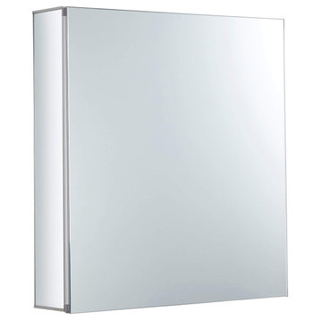 Bathroom Medicine Cabinet, Aluminum, Recessed/Surface Mount, 24"x24"