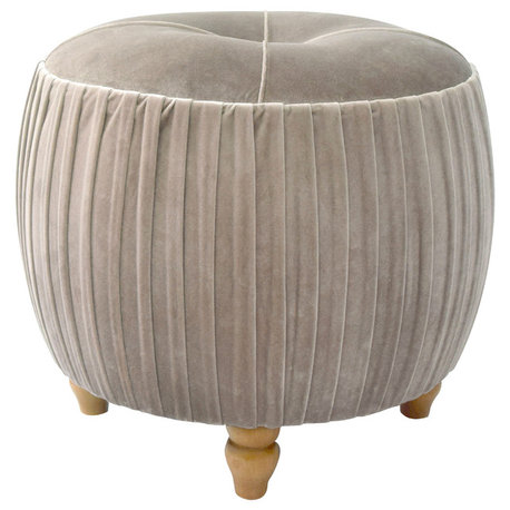 Helena Round Ottoman, Chamoise, Small