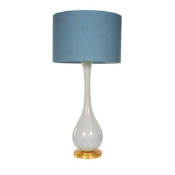 Vintage Italian Murano Speckled Gold Glass Table Lamp with Gold Leaf Base - Table Lamps
