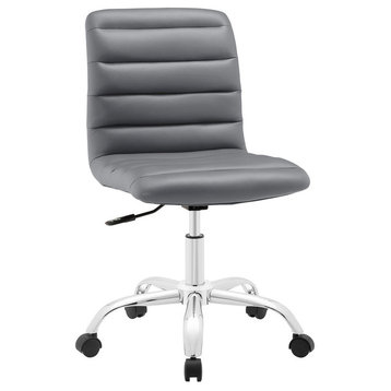 Modern Contemporary Office Chair, Grey Faux Leather