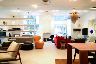 Inspiration for a modern family room remodel in Montreal