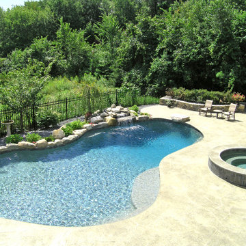 Natural Freeform Gunite Pool with Rock Waterfall and Separate Spa