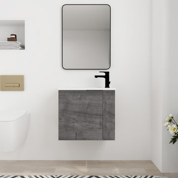 BNK Floating Bathroom Vanity, 22 Inch with Soft Close Door,22x13, White