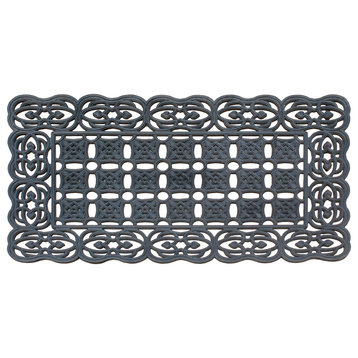 A1HC Indoor/Outdoor Decorative Design Durable Rubber Doormat 22"X37", Black