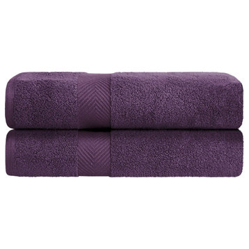 2 Piece Cotton Solid Zero Twist Bath Towel Set, Grape Seed