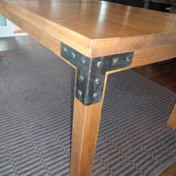 Rustic alder & steel dining table - Dining Tables