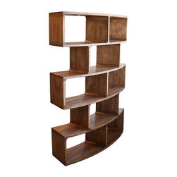 Curved Modular Walnut Bookshelf - Bookcases