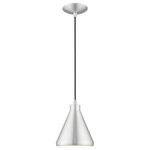 Livex Lighting - Livex Lighting 41177-66 Metal Shade - 7" One Light Mini Pendant - Uncover a retro trend with this versatile cone penMetal Shade 7" One L Brushed Aluminum Bru *UL Approved: YES Energy Star Qualified: n/a ADA Certified: n/a  *Number of Lights: Lamp: 1-*Wattage:60w Medium Base bulb(s) *Bulb Included:No *Bulb Type:Medium Base *Finish Type:Brushed Aluminum