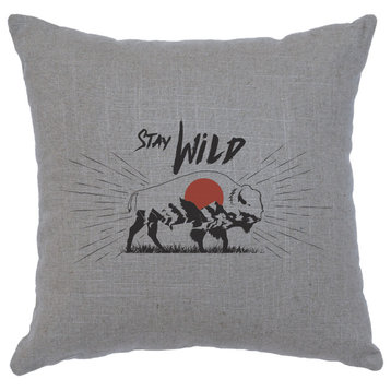 Image Pillow 16x16 Stay Wild Linen Gray