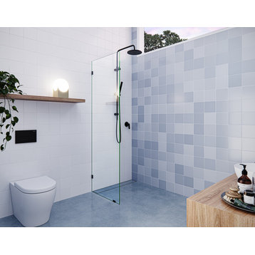 78"x22.5" Frameless Shower Door Single Fixed Panel, Matte Black