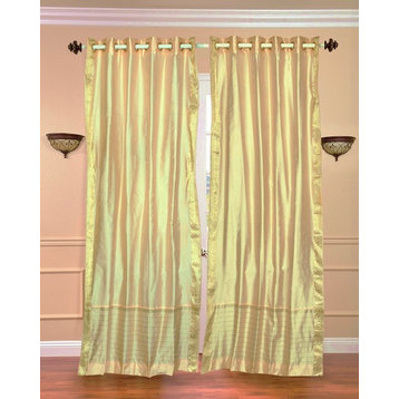 Golden Ring Top  Sheer Sari Curtain / Drape / Panel   - 43W x 84L - Piece