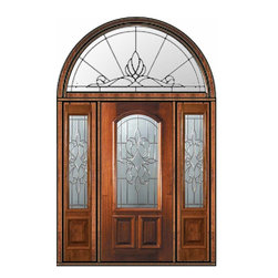 Prehung Side lights-Transom Door 80 Wood Mahogany New Orleans - Front Doors