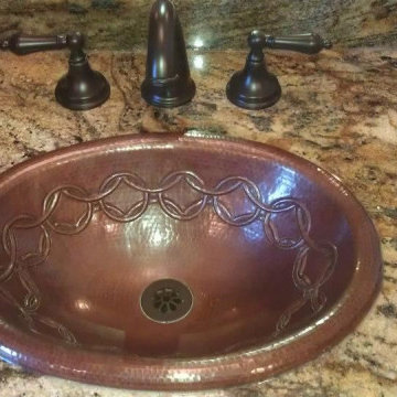 19" Oval Copper Bathroom Sink - Joining Rings by SoLuna