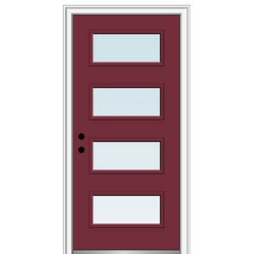 32 in.x80 in. 4 Lite Clear Right-Hand Inswing Painted Fiberglass Smooth Door