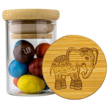 Spiritual Elephan Smell Proof Glass Storage Jars for Cookies, Sugar, Tea, Spices, 1oz.