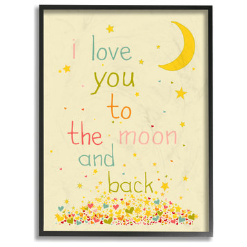 Stupell Industries I Love You To The Moon And Back, 24"x30", Black Framed