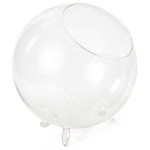 Serene Spaces Living - Greenhouse Bowl,  6", Set of 12 - The clear glass globe vase sits pretty on 3 legs with a fleurish detail. It has a large round cutout which allows you to place a preserved rose, some blooms or succulents in it. Use this orb vase to display your blooms & succulents, or as a miniature terrarium garden bowl and place it on your dinner tabletop. The simple yet stylish design ensures that whatever you place in it gets the spotlight and adds an elegant vibe to the space. Place this with the matching bigger bowl at your wedding, event and parties for a grand display on your tablescape. Large is sold as a set of 12 and measures 6" Tall and 6" Diameter. As with all products made by Serene Spaces Living, you can be assured of quality and design for this greenhouse bowl as well!