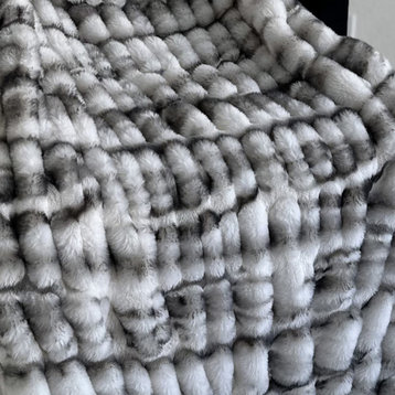 Plutus Off White Sherpa Faux Fur Throw Blanket, 108"L x 90"W Full/Queen