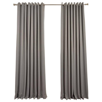 Neutral Gray Grommet Doublewide Room Darkening Curtain Single Panel, 100"x96"