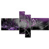 "Lost City" Purple Modern Cityscape Artwork, 4-Panel, 63"x34"