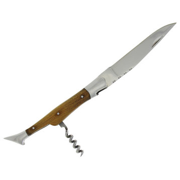 French Home Laguiole Connoisseur Pocket Knife With Cork Screw Olive Wood.