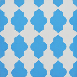 Moroccan Mosaic and Tile House - Tafrout Handmade Cement Tile, Blue/White/ Sample - Tile