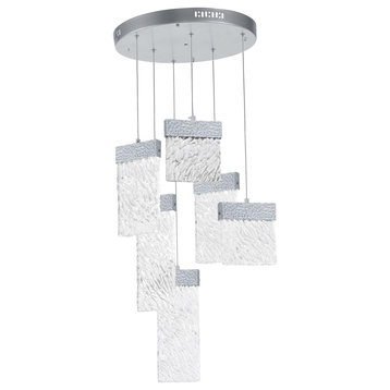 Led Chandelier With Pewter Finish