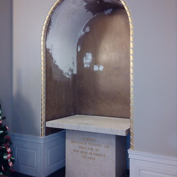 Side Altar gold leaf water damage, plastered