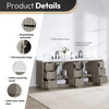 Cadiz Bathroom Vanity with Composite Stone Top, Grey, 84", No Mirror