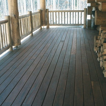 Rustic Log Railing on Ipe Deck
