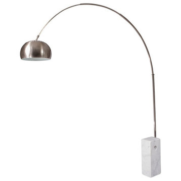 LeisureMod Arco Lamp With Marble Cube Base, White