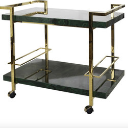 Worlds Away Maddox Brass & Malachite Bar Cart - Bar Carts