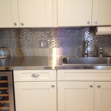 Eden Mosaic Tile Installations: Brick And Square Pattern Stainless Steel Tile