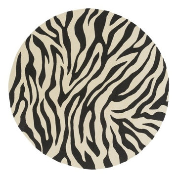 Rain Black & Ivory Zebra Pattern Round Rug by Surya -$740.22