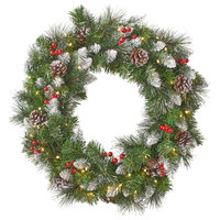 24" Mixed Spruce LED Artificial Christmas Wreath, Green