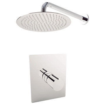 Aquamoon Barcelona 12" Showerhead With Wall Arm, Chrome