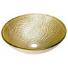 Champagne Embossed Round Tempered Glass Vessel Sink for Bathroom, 16.5 Inch