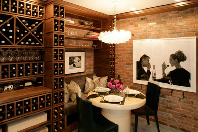 Example of a transitional wine cellar design in New York