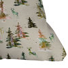 Ninola Design Winter Deers Forest Beige Outdoor Throw Pillow, 16"