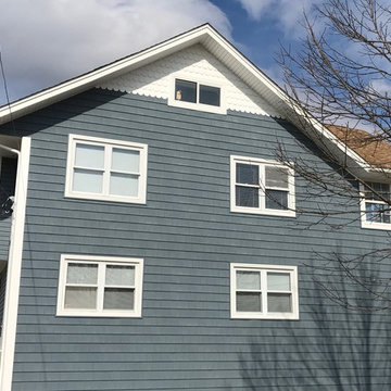 Baldwin Siding - Harbor Blue Shakes with Dutch Lap Sides and White Scallop Peaks